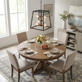 Tiberton 6-Light Oil-Rubbed Bronze Foyer Pendant With Antique Brass Sockets