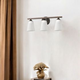 9" Bronze And White Metal and Glass Vanity Flush Mounted Sconce