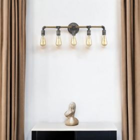 6" Black Metal Vanity Flush Mounted Sconce