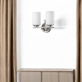 10" Silver And White Metal Vanity Flush Mounted Sconce