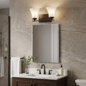 8" Antiqued Bronze Metal and Glass Vanity Flush Mounted Sconce