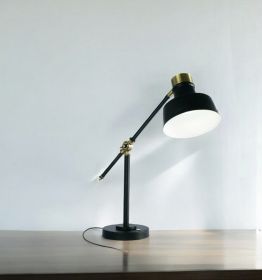 Matte Black and Antiqued Brass LED Adjustable Desk Lamp