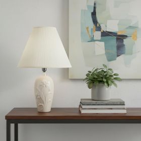 26" Off White Urn Bedside Lamp With Empire Shade