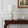 23" Gold Bedside Table Lamp With White Drum Shade