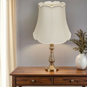 18" White Empire Slanted Cylinder Scroll Edge Silk Lampshade