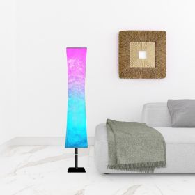 59" Color Changing LED White Column Smart Floor Lamp With White Rectangular Shade