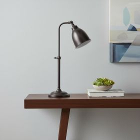 27" Bronze Metal Adjustable Lantern Table Lamp With Bronze Dome Shade