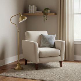 60" Brass Traditional Shaped Floor Lamp With Antiqued Brass Dome Shade