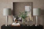 Set of Two 24" Silver Metal Candlestick USB Table Lamps With Gray Drum Shade