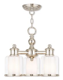 Nickel Clear And Opal Three Light Metal Dimmable Chandelier With Shades