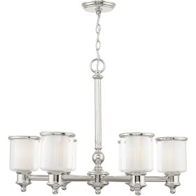 Nickel Clear And Opal Six Light Metal Dimmable Chandelier With Shades