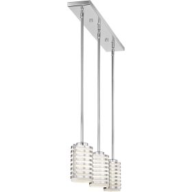 Silver And Opal Three Light Metal Dimmable Chandelier With Shades