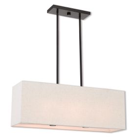 Bronze And Cream Three Light Metal Dimmable Chandelier With Shades