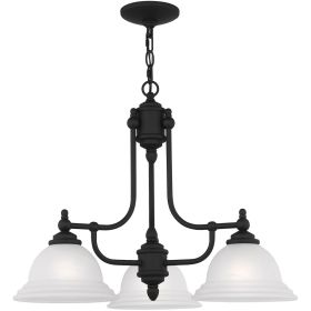 Black Three Light Metal Dimmable Chandelier With Shades