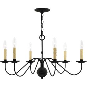 Black Six Light Metal Dimmable Chandelier With Shades