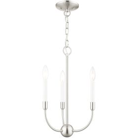 Nickel Three Light Metal Dimmable Chandelier With Shades