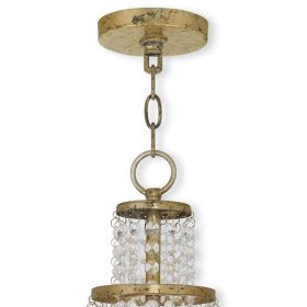 Gold Clear And Off White Three Light Metal Dimmable Chandelier With Shades