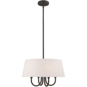 Bronze And Cream Four Light Metal Dimmable Chandelier With Shades