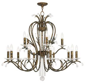 Bronze And Clear Multi Light Metal Dimmable Chandelier With Shades
