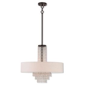 Bronze Five Light Metal Dimmable Chandelier With Shades