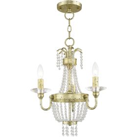 Gold And Clear Three Light Metal Dimmable Chandelier With Shades