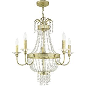 Gold Five Light Metal Dimmable Chandelier With Shades