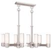 Nickel And Opal Eight Light Metal Dimmable Chandelier With Shades