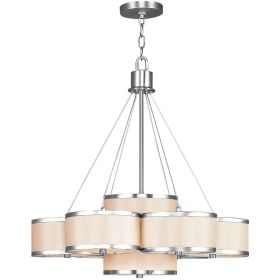Nickel Seven Light Metal Dimmable Chandelier With Shades