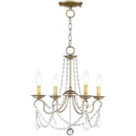 Silver Four Light Metal Dimmable Chandelier With Shades