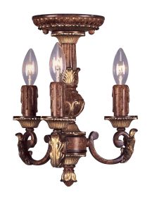 Bronze Three Light Metal Dimmable Chandelier With Shades