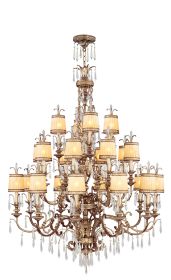 Gold And Clear Multi Light Metal Dimmable Chandelier With Shades