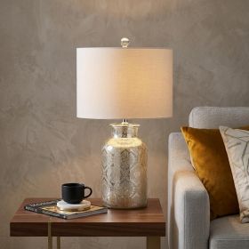 25" Clear Table Lamp With Drum Shade