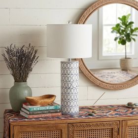 29" White Table Lamp LED With Drum Shade