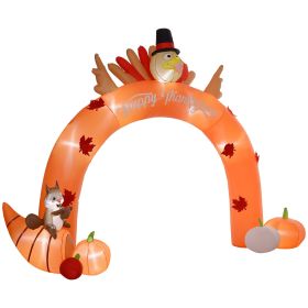 10ft Thanksgiving Inflatables, Outdoor Blow up Turkey Archway with LED Lights, Lawn Yard Display for Holiday