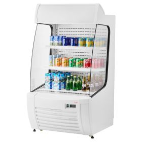 VEVOR Open Air Merchandiser, 2-Tier Shelving Commercial Refrigerator, Grab and Go Display Cooler Refrigerator with Air Curtain, LED Advertising L