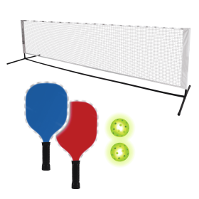 LED Pickleball Portable Set, Light-Up Net, Paddles, and Balls, for Driveway Backyard, Ages 3+