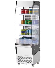 VEVOR Open Air Merchandiser, 3-Tier Shelving Commercial Refrigerator, Grab and Go Display Cooler Refrigerator with Air Curtain, 4 Swivel Wheels