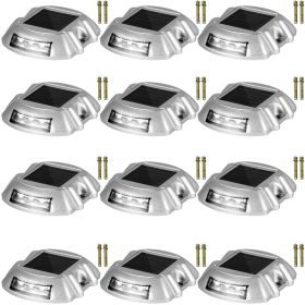 VEVOR Solar Pathway Lights, 12-Pack, White, Includes Screws, Weatherproof Outdoor Deck Lights, 6 LED, Ideal for Garden Paths, Walkways