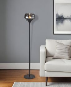 70" Black With Black Glass Shade
