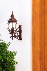 31" Walnut And Clear Metal and Glass Vanity Flush Mounted Sconce