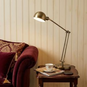 18" Antiqued Bronze Adjustable Swing Arm Desk Lamp USB With Antiqued Bronze Shade
