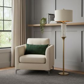 62" Gold Column Floor Lamp With Off White Metal Drum Shade