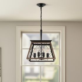 Black Four Light Metal Chandelier With Black Shades