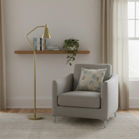 63" Antiqued Brass Metal Reading Floor Lamp With Antiqued Brass Metal Cone Shade
