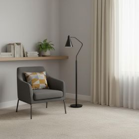 63" Gray Metal Reading Floor Lamp With Gray Metal Cone Shade