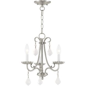 Nickel And Clear Three Light Metal Dimmable Chandelier With Shades