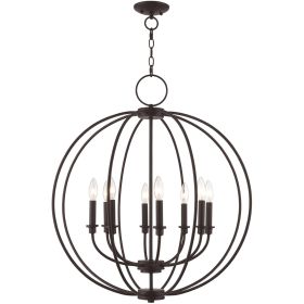 Bronze Eight Light Metal Dimmable Chandelier With Shades