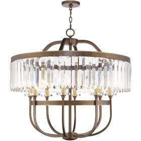 Bronze And Clear Eight Light Metal Dimmable Chandelier With Shades