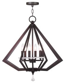 Bronze Six Light Metal Dimmable Chandelier With Shades