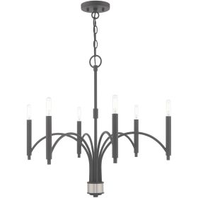 Gray Six Light Metal Dimmable Chandelier With Shades